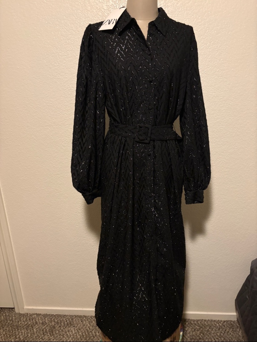 Zara Black Sparkle Maxi Dress